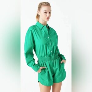 GREY LAB Oversized Long Sleeve Green Romper Size Medium GUC